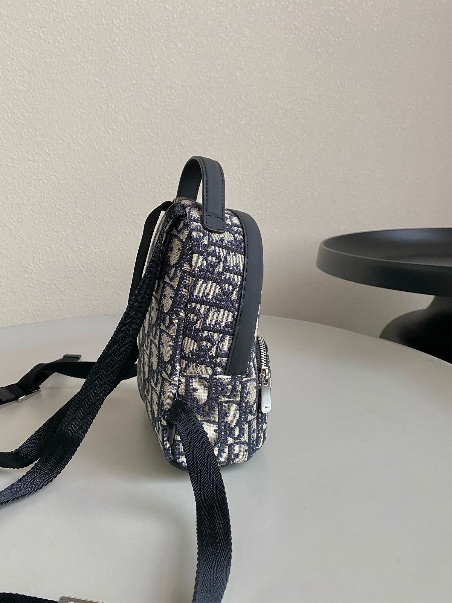 DIOR MINI RIDER BACKPACK 24 BEIGE AND BLACK OBLIQUE JACQUARD