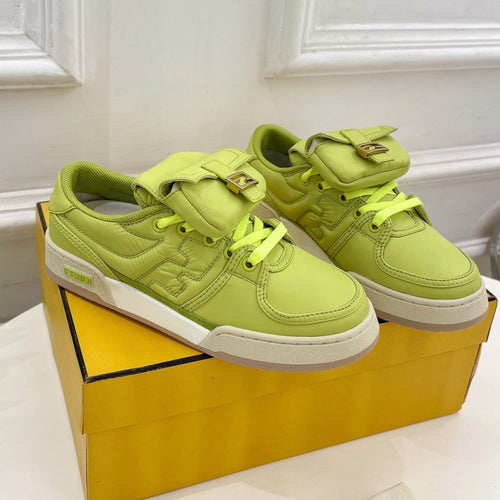 FENDI FENDI TRAINER SNEAKER IN YELLOWISH GREEN LAMBSKIN
