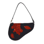 CHRISTIAN DIOR 2002 Beaded Rose Saddle Bag Mini 88466