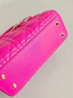 DIOR SMALL LADY 20 DARK HOT PINK LAMBSKIN