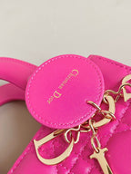 DIOR SMALL LADY 20 DARK HOT PINK LAMBSKIN