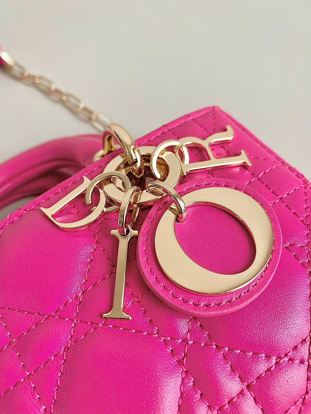 DIOR MINI D-JOY BAG 17 IN HOT PINK LAMBSKIN