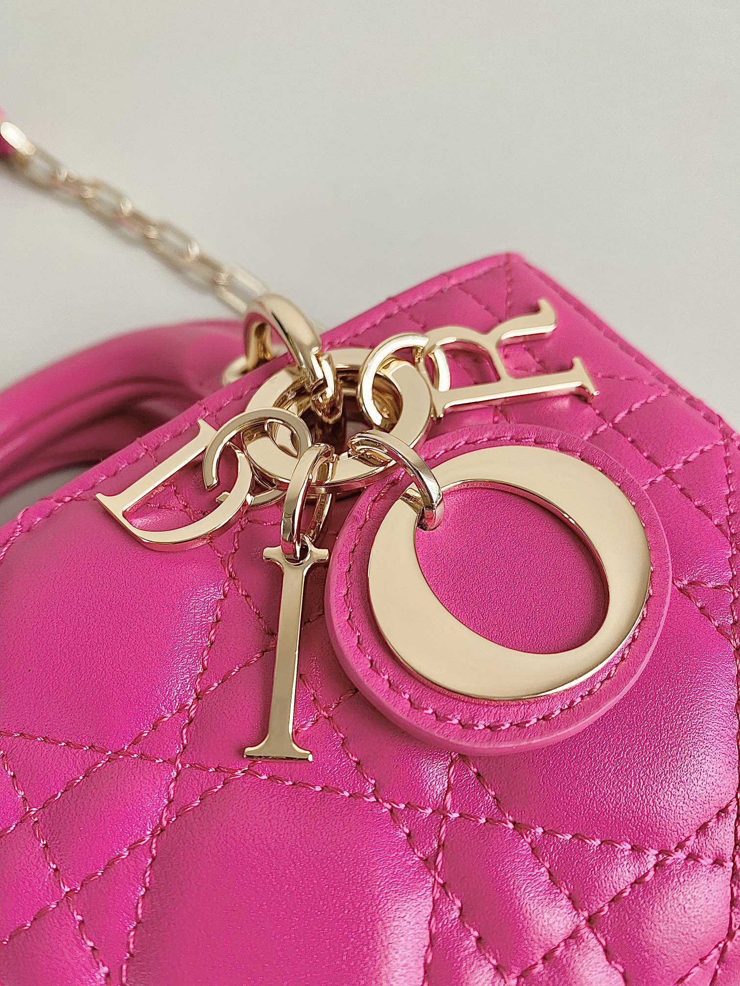 DIOR MINI D-JOY BAG 17 IN HOT PINK LAMBSKIN