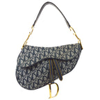 CHRISTIAN DIOR 2001 Trotter Saddle Bag Medium Navy 67967