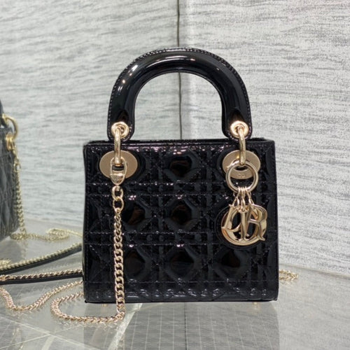 DIOR mini lady 17 black patent calfskin