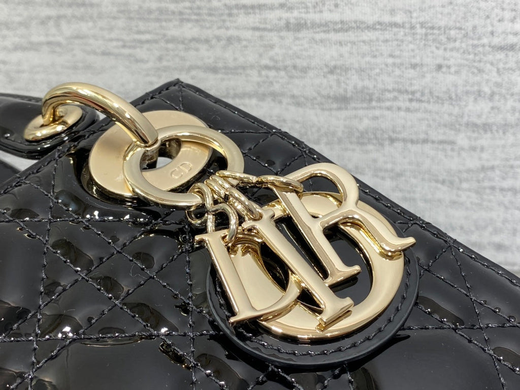 DIOR mini lady 17 black patent calfskin