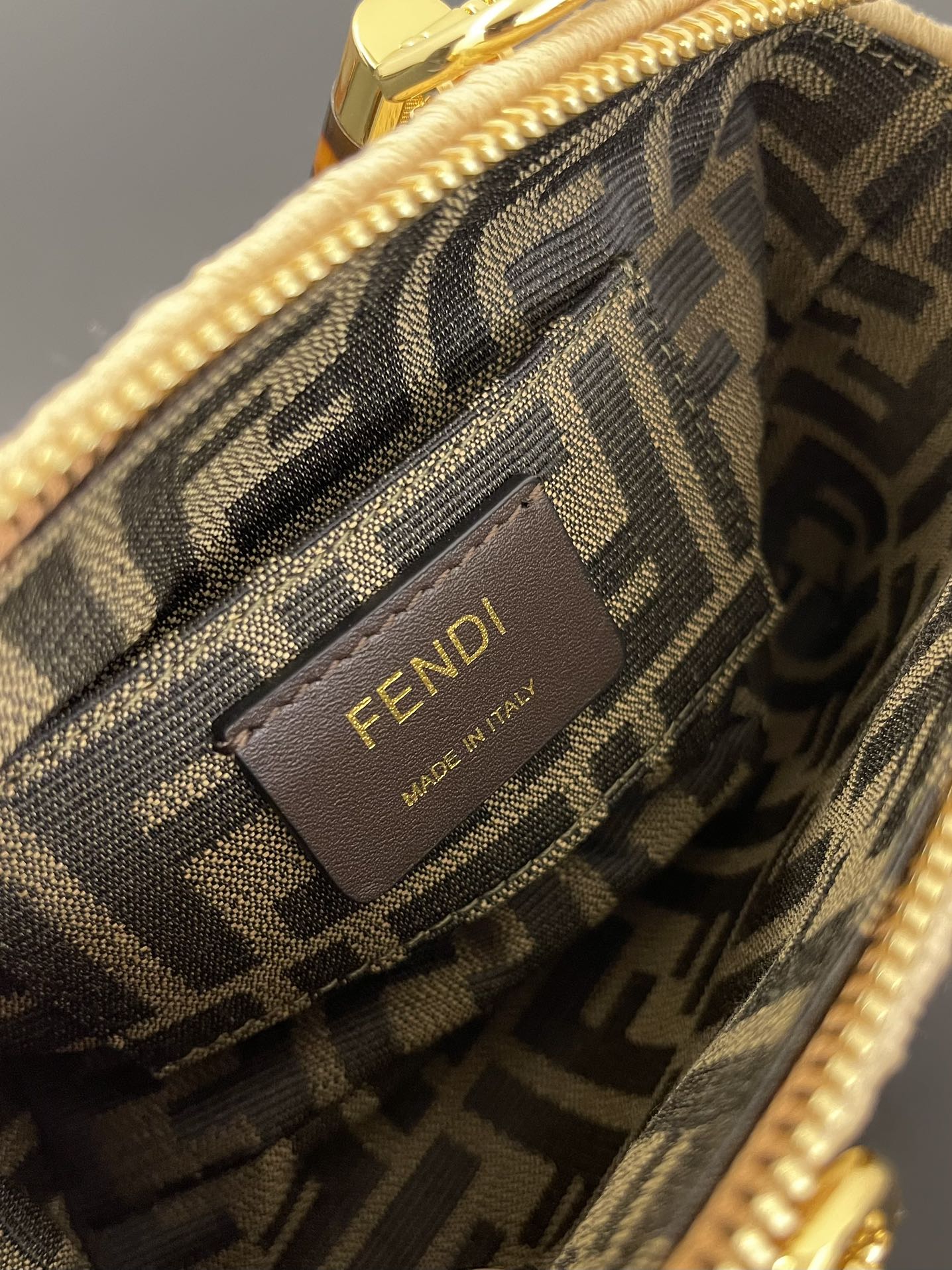 FENDI BY THE WAY MINI 18 IN BEIGE STRAW AND BROWN CALFSKIN TRIM