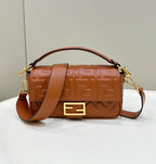 FENDI Baguette 27cm Brown Lambskin Gold Hardware