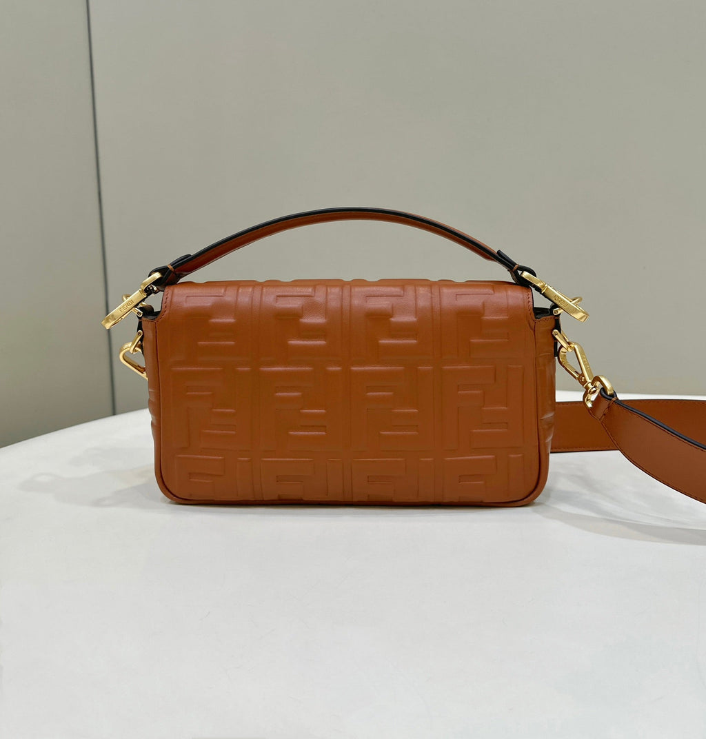 FENDI Baguette 27cm Brown Lambskin Gold Hardware