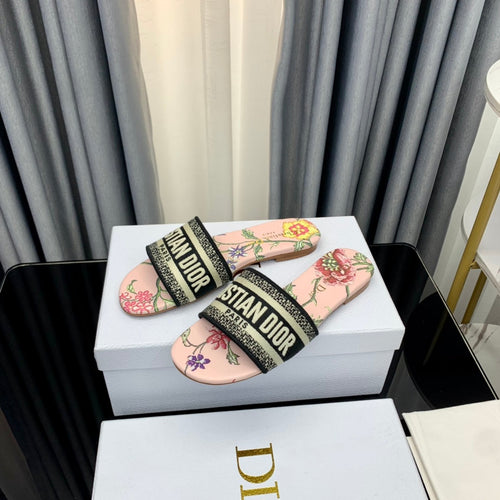 DIOR Mule Dway Slide 10mm Multi-motifs Style 38