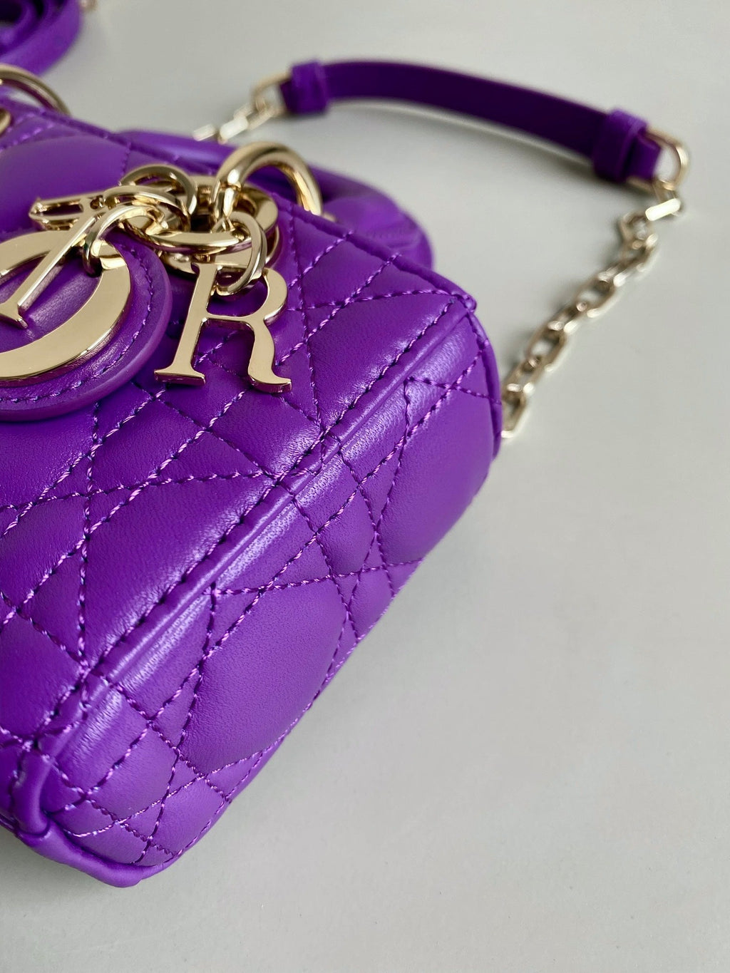 DIOR MINI D-JOY BAG 17 IN VIOLET PURPLE LAMBSKIN