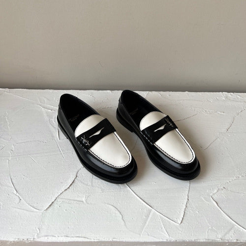 Saint Laurent SL LE LOAFER BLACK AND WHITE CALFSKIN