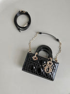 DIOR MINI D-JOY BAG 17 IN BLACK LAMBSKIN