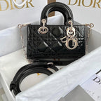 DIOR MINI D-JOY BAG 17 IN BLACK LAMBSKIN