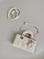 DIOR MINI D-JOY BAG 17 IN WHITE LAMBSKIN