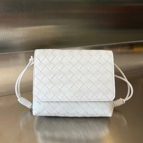 Bottega Veneta BV Mini Crossbody Bag 19cm White Calfskin Ghw