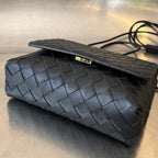 Bottega Veneta BV Mini Crossbody Bag 19cm Black Calfskin Ghw