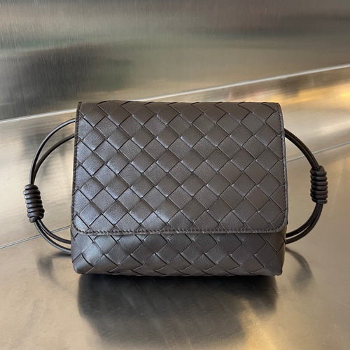Bottega Veneta BV Mini Crossbody Bag 19cm Chocolate Calfskin Ghw