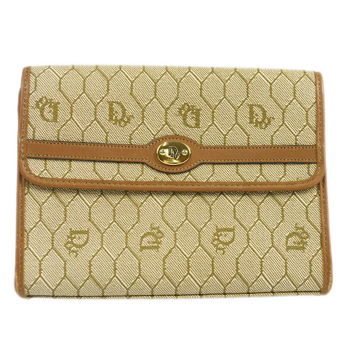Christian Dior 1980s Honeycomb Clutch Bag Beige