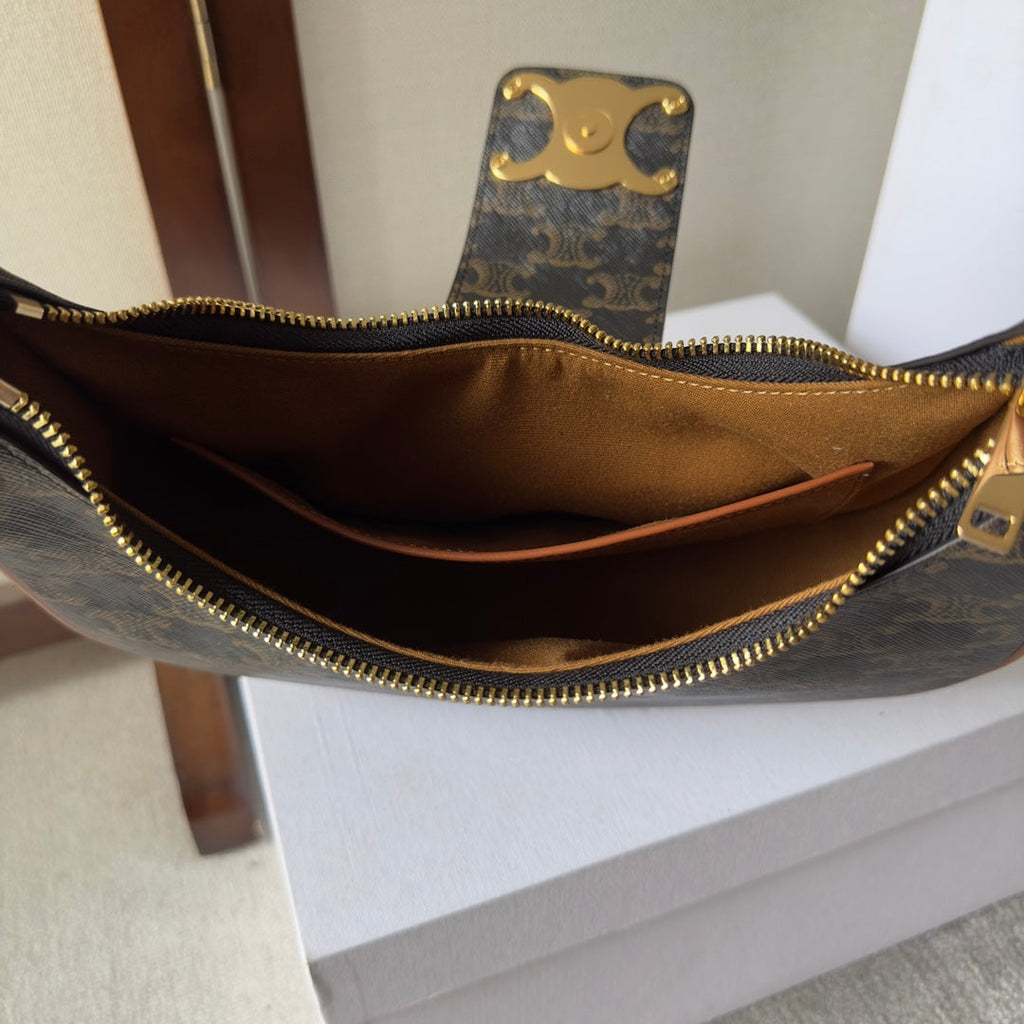 Celine Celine Ava Bag 23cm Triomphe Canvas Brown Calfskin