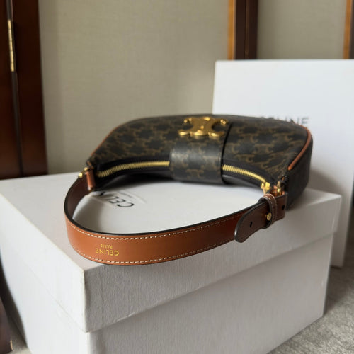 Celine Celine Ava Bag 23cm Triomphe Canvas Brown Calfskin