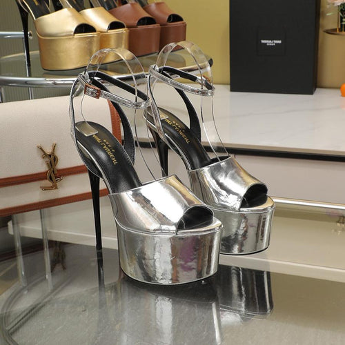 Saint Laurent SL SUPER HIGH HEELS SANDAL SILVER CALFSKIN