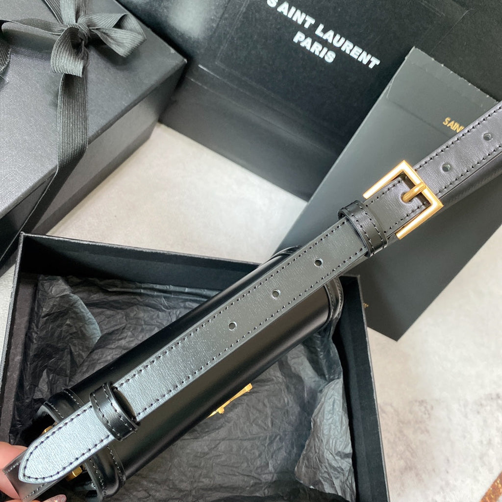 Saint Laurent SOLFERINO SMALL SATCHEL 19 IN BLACK CALFSKIN GOLD LOGO
