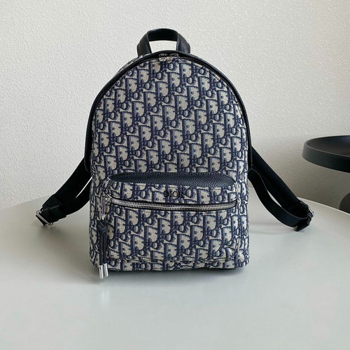 DIOR LARGE BACKPACK 42 BLUE OBLIQUE JACQUARD