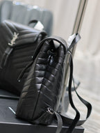 Saint Laurent LOU BACKPACK 33 IN BLACK QUILTED CALFSKIN SILVER HARDWARE