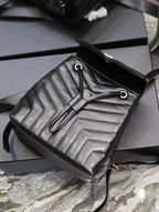 Saint Laurent LOU BACKPACK 26 IN BLACK QUILTED CALFSKIN SILVER HARDWARE
