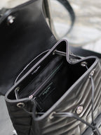 Saint Laurent LOU BACKPACK 26 IN BLACK QUILTED CALFSKIN SILVER HARDWARE