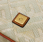 FENDI Fend Baguette Tan Beige Canvas Bag 27 with FF Embroidery Ghw