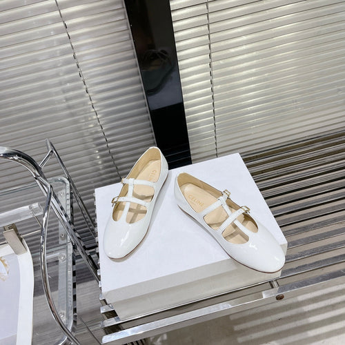 Celine FLAT SANDALS WITH DOUBLE STRAP-DESIGN LEATHER WHITE