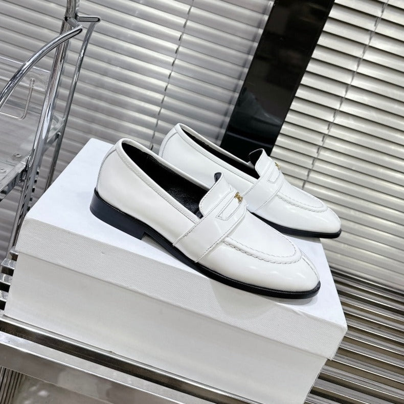 Celine ARC DE TRIOMPHE FLAT LOAFERS SHEEPSKIN WHITE