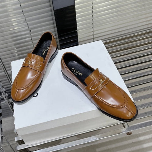 Celine ARC DE TRIOMPHE FLAT LOAFERS SHEEPSKIN BROWN CARAMEL