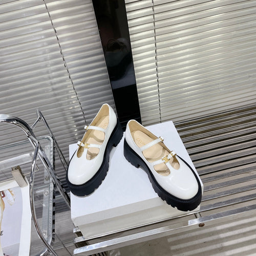 Celine HIGH FLAT SANDALS WITH DOUBLE STRAP-DESIGN LEATHER WHITE