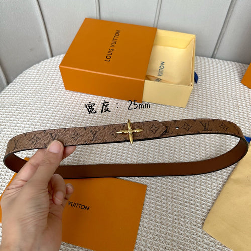 Louis Vuitton FLOWERGRAM 25 MM REVERSIBLE BELT IN BROWN MONOGRAM CALFSKIN GOLD HARDWARE