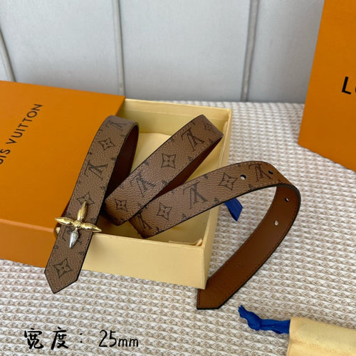 Louis Vuitton FLOWERGRAM 25 MM REVERSIBLE BELT IN BROWN MONOGRAM CALFSKIN GOLD MIX SILVER HARDWARE