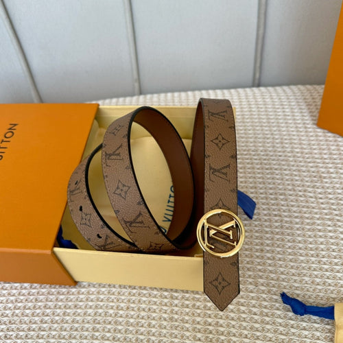 Louis Vuitton CIRCLE 25MM REVERSIBLE BELT MEDIUM BROWN MONOGRAM CALFSKIN GOLD HARDWARE