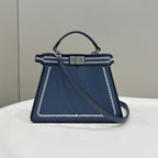 FENDI PEEKABOO ISEEU 27 IN BLUE BAYOUX INTERLACED CALFSKIN SILVER HARDWARE