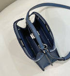FENDI PEEKABOO ISEEU 27 IN BLUE BAYOUX INTERLACED CALFSKIN SILVER HARDWARE