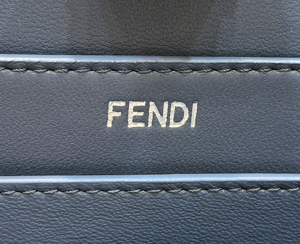FENDI PEEKABOO ISEEU 27 IN BLUE BAYOUX INTERLACED CALFSKIN SILVER HARDWARE