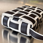 Bottega Veneta MINI CASSETTE 23 IN BLACK WHITE CALFSKIN