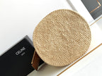 Celine teen triomphe straw bucket bag 23cm raffia brown calfskin