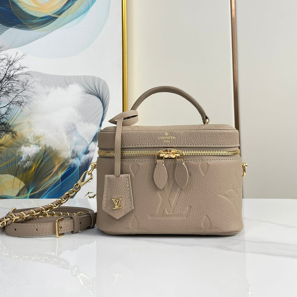 Louis Vuitton VANITY 19 IN LIGHT BROWN MONOGRAM EMBOSSED CALFSKIN GOLD HARDWARE