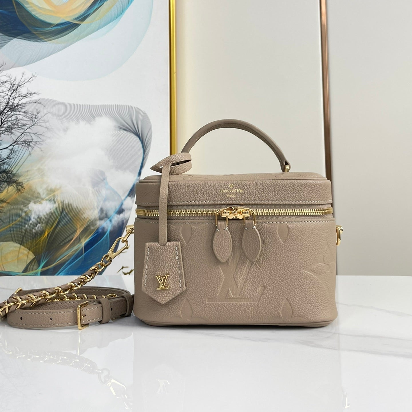 Louis Vuitton VANITY 19 IN LIGHT BROWN MONOGRAM EMBOSSED CALFSKIN GOLD HARDWARE