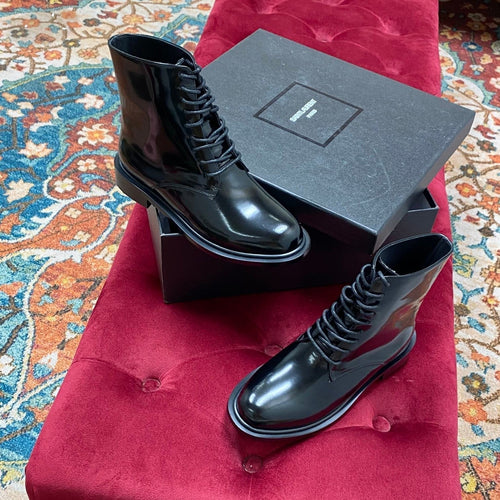 Saint Laurent SL ARMY LACED BOOTS BLACK CALFSKIN