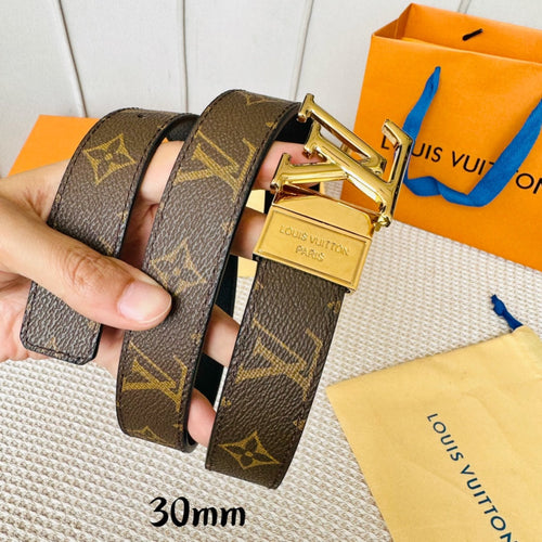 Louis Vuitton Initiales 30mm Reversible Belt Gold Rotating Buckle Black Brown Leather