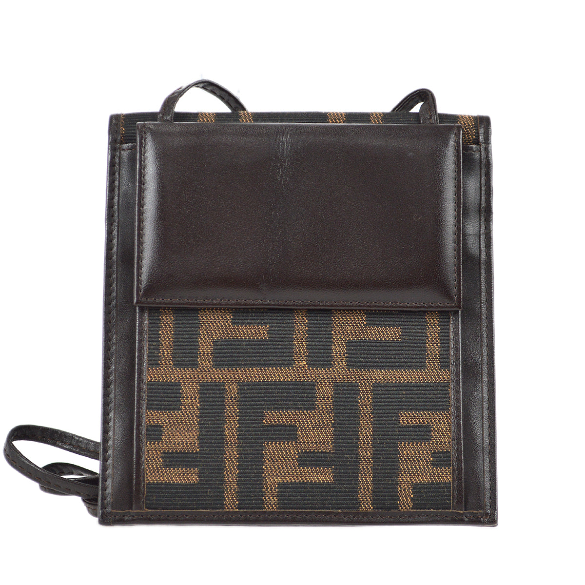 Fendi Zucca Shoulder Bag Wallet Pochette Brown