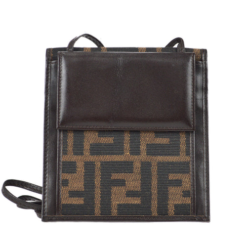 Fendi Zucca Shoulder Bag Wallet Pochette Brown